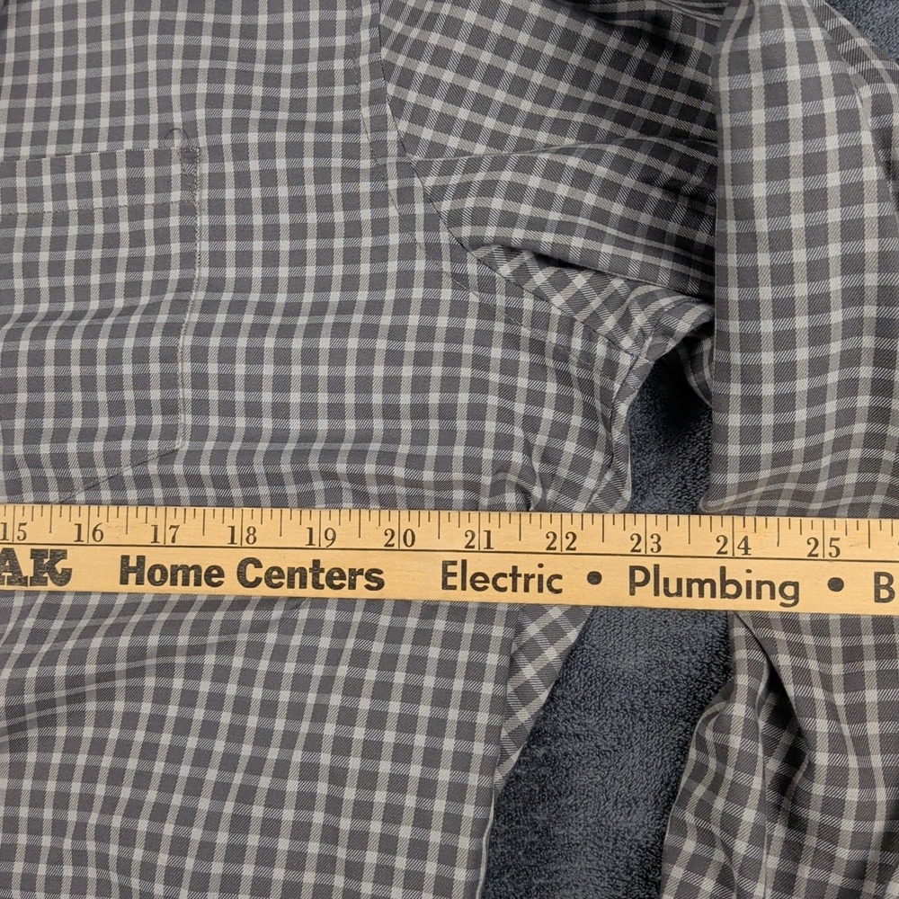 Van Heusen Shirt Mens Large Grey Plaid Long Sleeve Button Up - Picture 3 of 5